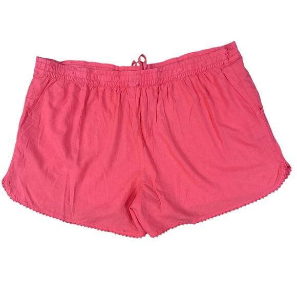 TERRA & SKY Cora Orange Soft Shorts W/Trim Elastic Back, Waist Pockets Size: 3X - Picture 4 of 7